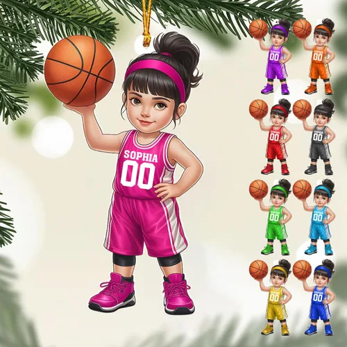 Miniatura 24 de Adorno Personalizado de Baloncesto 2025 - Adorno de Jugador de Baloncesto - Adornos de Árbol de Navidad de Baloncesto - Regalos de Jugador de Bkb 5