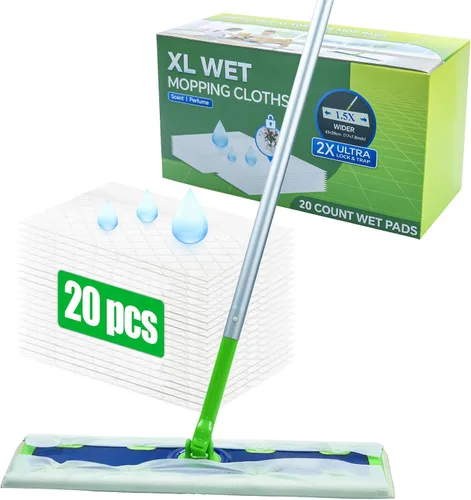 20 repuestos de almohadillas húmedas XL para trapeador Swiffer Sweeper XL, paños desechables extragrandes húmedos, almohadillas de tamaño extra