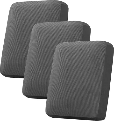 Miniatura 92 de H.VERSAILTEX - Funda de terciopelo elástica y afelpada para protección de cojines de sofá biplaza, silla o sofá, 2 piezas, tamaño grande, color gris