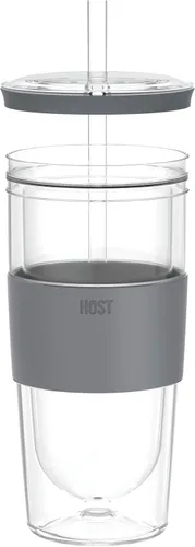 Miniatura 8 de HOST Vaso enfriador de bebidas congelables con aislamiento de doble pared con vasos de gel de congelación para vino tinto y blanco, popote y tapa