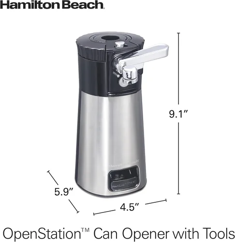 Miniatura 11 de Hamilton Beach OpenStation Abrelatas Eléctrico Automático para Cocina con Herramienta Múltiple y Herramientas de Apertura de Botellas y Frascos