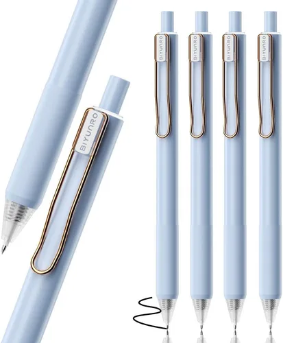 Miniatura 11 de Bolígrafos de gel - Tinta negra 4 piezas 0.5 mm de punta fina, pluma de escritura suave, suministros para oficina, escuela y diario (negro)