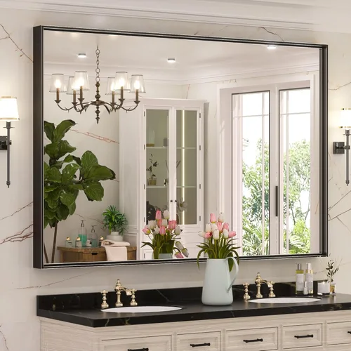 Miniatura 26 de Keonjinn - Espejo rectangular con marco negro para baño de 40 x 30 pulgadas, espejo de pared para sobre el lavabo, espejos de tocador de metal