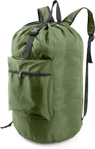 BeeGreen Mochila de lavandería verde musgo para viaje, bolsa de lavandería con correas de hombro ajustables y cierre de cordón, XL bolsa de