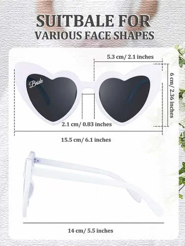 Miniatura 2 de 12 pares de lentes de sol en forma de corazón para despedida de soltera, para dama de honor, decoración de boda, M