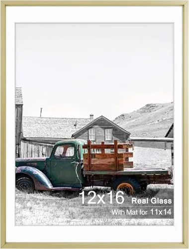Miniatura 38 de Golden State Art, marco de fotos de 8 x 10 pulgadas dorado, muestra foto de 5 x 7 pulgadas con paspartú o 8 x 10 sin paspartú para montaje en pared
