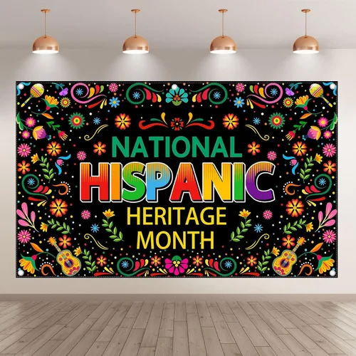 Miniatura 2 de ZTHMOE Fondo de poliéster de 96 x 60 pulgadas del mes de la herencia hispana, fondo de fotografía del mes de la historia mexicana, decoración