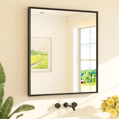 Miniatura 47 de TETOTE Espejo de Baño Dorado de 16" x 20" Latón Dorado Cepillado Rectangular con Marco Biselado Espejo de Tocador de Baño para Sobre el Lavabo