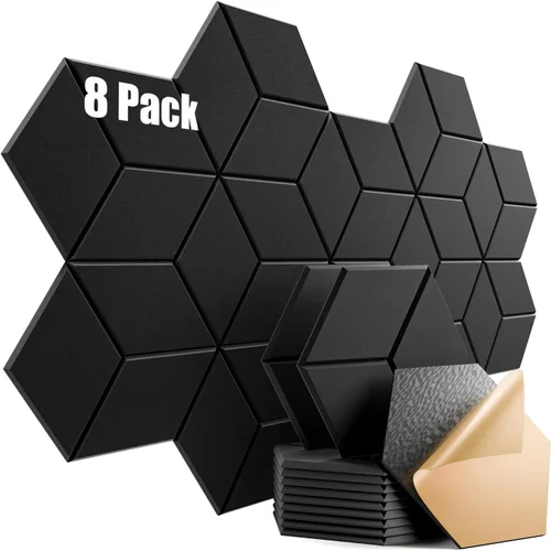 Miniatura 134 de Paquete de 12 paneles acústicos autoadhesivos de 12 x 10 x 0.4 pulgadas, paneles de espuma a prueba de sonido con alta densidad, diseño forrado