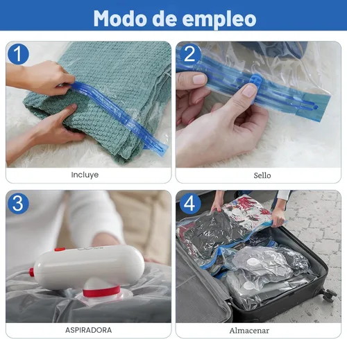 Miniatura 8 de VMstr Paquete de 15 bolsas de almacenamiento al vacío de viaje con bomba USB, sello de embalaje al vacío para equipaje y maleta, ahorro de espacio