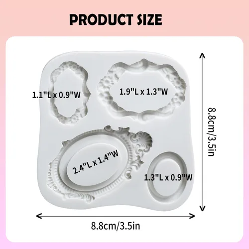Miniatura 2 de KALAIEN Marco Sugarcraft Oval Espejo Marcos Silicona Molde Herramientas para Hornear