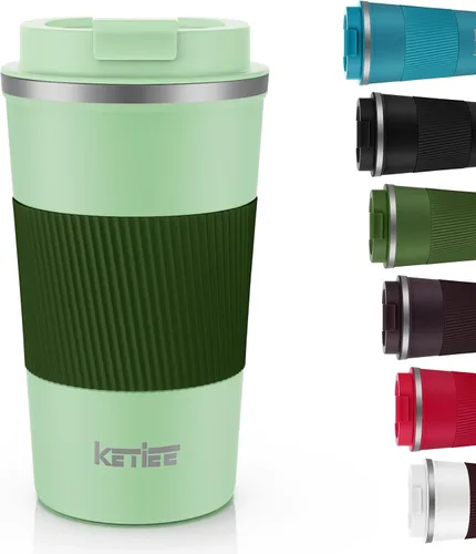 Miniatura 18 de KETIEE Taza de café de 12 oz: Taza de café con aislamiento al vacío y tapa a prueba de fugas, taza de viaje de acero inoxidable con doble pared