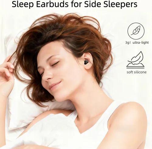 Miniatura 3 de Kinglucky Auriculares para dormir de lado, auriculares invisibles, auriculares para dormir, auriculares inalámbricos en el oído, cancelación