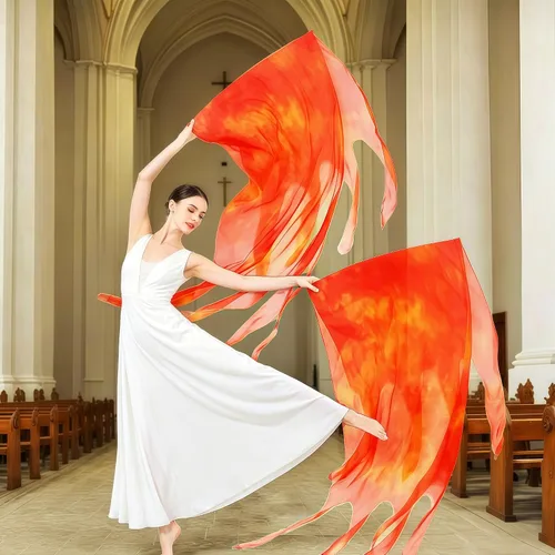 Miniatura 5 de Baisdan Banderas de Adoración de Doble Capa de 55'', Banderas de Danza de Alabanza para Iglesia, Banderas de Alabanza para Adoración, Bandera
