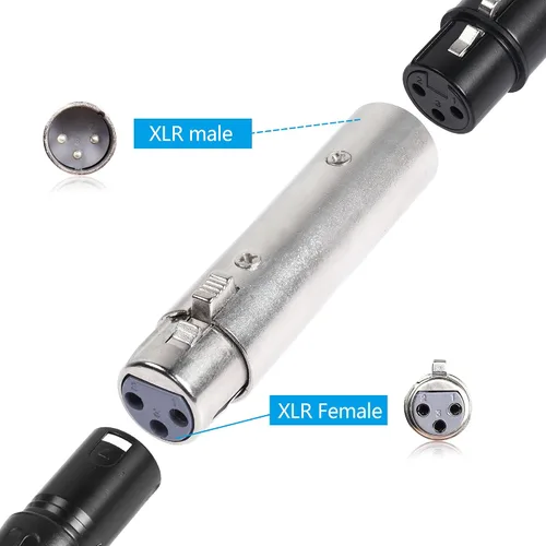 Miniatura 4 de Adaptador XLR macho a hembra, conector adaptador de extensión de cable de audio XLR de 3 pines (paquete de 2)