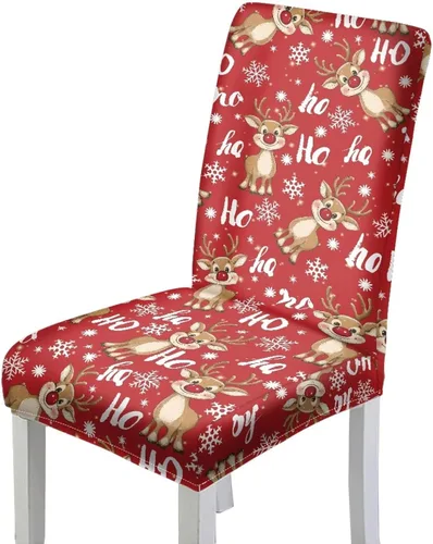 Miniatura 15 de HUGS IDEA Snowman Seat Covers for Dining Room Chairs Set of 2 Santa Claus Stretch Chair Slipcovers Protector Removable and Washable Kitchen Dining