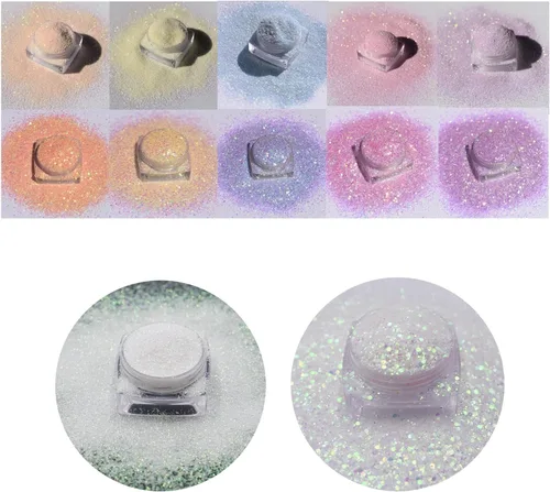 PrettyG Juego de 10 cajas de purpurina en polvo que cambia de color UV – Festival Rave Maquillaje de Belleza Cara Cuerpo Arte Decoración UV-10C