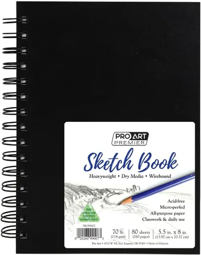 Miniatura 10 de Pro-Art PA020504 - Cuaderno de bocetos rígido, 11 x 14 pulgadas, color negro (110 páginas)