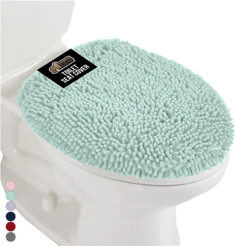 Miniatura 22 de GORILLA GRIP Funda gruesa de espuma viscoelástica para tapa y asiento de inodoro de baño, parte superior de terciopelo suave, lavable a máquina, Azul