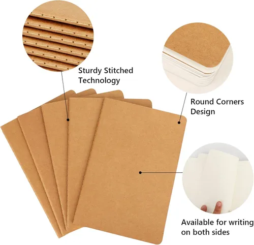 Miniatura 4 de EUSOAR Cuaderno de papel kraft A5, paquete de 12 cuadernos de 5.5 x 8.3 pulgadas, 60 páginas de tapa suave, diario de viaje, cuaderno de dibujo