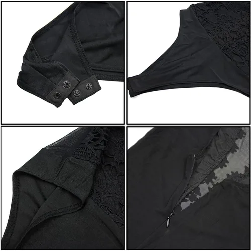 Miniatura 5 de RARITYUS Women Sexy Lace Swimsuit Bodysuit Jumpsuit See Through Mesh SleevelessLong Sleeve Tops for Party Outfit