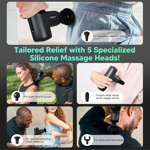 Miniatura 6 de arboleaf Mini pistola de masaje de tejido profundo, masajeador muscular de percusión para aliviar el dolor de espalda, pequeña pistola de masaje
