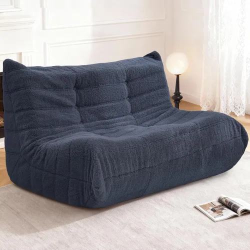 Miniatura 72 de Puf para adultos, silla puf grande, sillón con relleno de espuma viscoelástica para el hogar, apartamento o sala de juegos, gris afelpado Felpa gris