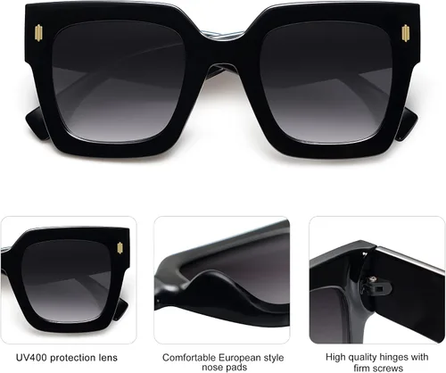 Miniatura 23 de SOJOS Gafas de sol cuadradas vintage de gran tamaño para mujer, estilo retro, de lujo, grandes, UV400 SJ2194