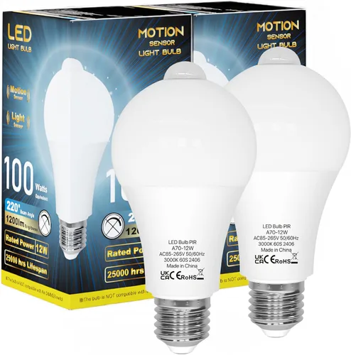 Miniatura 11 de ORALUCE Bombillas con sensor de movimiento para interiores y exteriores, equivalente a 60 vatios, A19 E26 9 W, bombilla LED activada por movimiento