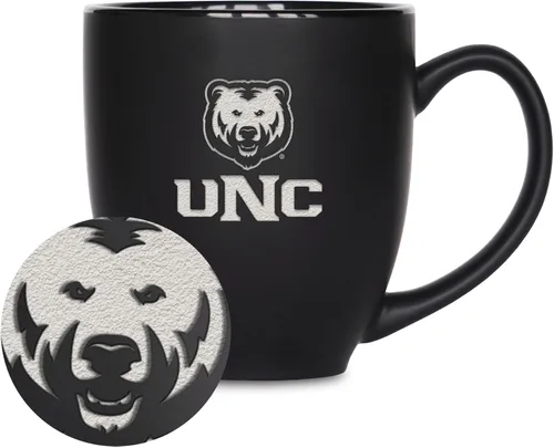 Miniatura 94 de Rico Industries - Taza de cerámica mate negra con grabado láser estándar de 15oz para NCAA (escuelas T & U) - Para bebidas calientes o frías