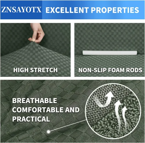 Miniatura 4 de ZNSAYOTX 1 Funda de silla Jacquard para sala de estar, funda de silla de alta elasticidad con brazos, antideslizante, apta para mascotas, funda