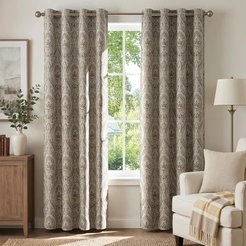 Miniatura 41 de jinchan Cortinas opacas de 72 pulgadas de largo, 2 paneles de medallón de damasco azul, cortinas de ventana para dormitorio, con ojales, aislamiento