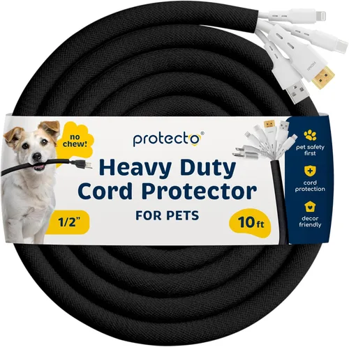 PROTECTO Protector de Cables Resistente para Perros y Gatos, Funda Larga de 10 Pies, Cubierta de Cable de 1/2 Pulgada Fácil de Usar para Mascotas,