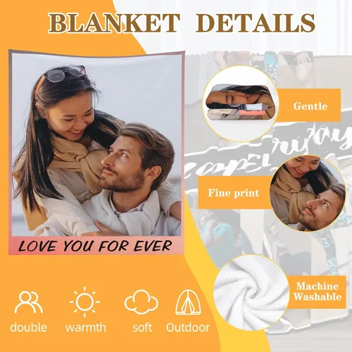 Miniatura 3 de Manta personalizada, diseño de vellón con texto, mantas con imágenes personalizadas para bebé, madre, padre, adultos, amigos, amantes, perros, 1 Foto