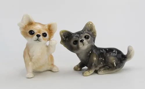 Miniatura 9 de Juego de salero y pimentero de cerámica de porcelana fina para perros Chihuahua, 3-1/2 pulgadas de largo