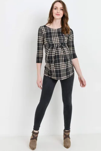 Miniatura 44 de LaClef - Blusa de maternidad para mujer, cuello redondo, manga 3/4, plisada al frente, estilo peplum
