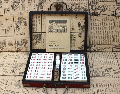 Miniatura 4 de Mini juego de viaje chino Mahjong Mahjong juego de viaje chino Mahjong juego de 144 azulejos Mahjong juegos con 2 dados de transporte estuche