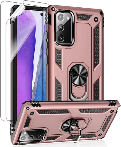 Miniatura 11 de Funda para Samsung Galaxy Note 20, Note20 5G con protectores de pantalla HD, soporte de anillo de metal de grado militar Androgate con soporte de 15