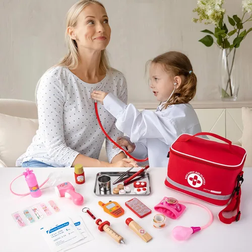Miniatura 6 de Kit de doctor para niños, juego de 34 piezas de doctor para niños pequeños de 3-5 años con bolsa de almacenamiento médico y estetoscopio real