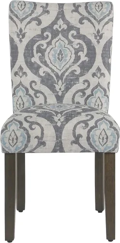 Miniatura 150 de Homepop Silla de comedor con detalles festoneados, sillas de comedor Parsons tapizadas, muebles decorativos para el hogar, tejido gris claro