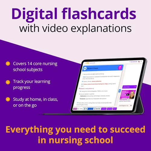Miniatura 4 de Flashables & Membership Bundle - Tarjetas digitales y videos de la escuela de enfermería - Incluye 14 asignaturas - 1 año de acceso en línea