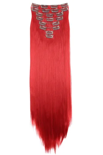 Miniatura 8 de CAISHA XXL - Juego de 8 extensiones de cabello con clip de 24 pulgadas, extensiones de cabello lacio rojo burdeos CES10