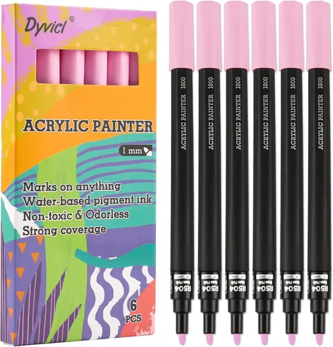 Miniatura 12 de Dyvicl Marcadores de pintura acrílica negra, bolígrafos de pintura de punta fina, marcadores acrílicos para pintura de roca, piedra, cerámica