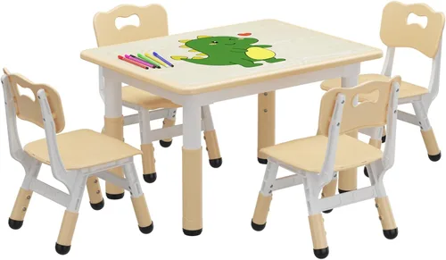 Miniatura 12 de GAOMON - Juego de mesa y 2 sillas para niños con escritorio de graffiti, juego de mesa y sillas ajustables en altura para niños pequeños para leer