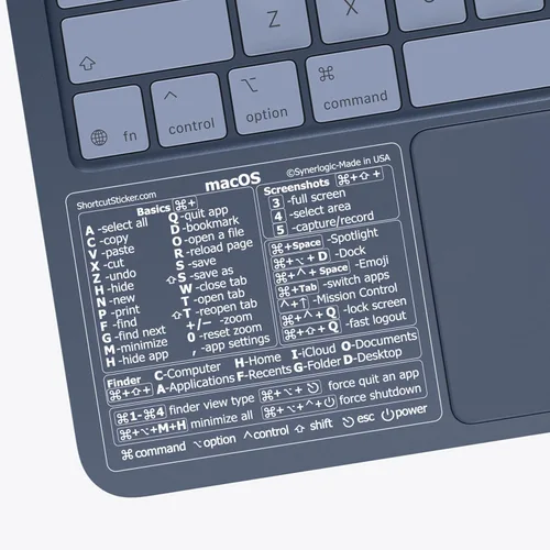 Miniatura 8 de Synerlogic 100 calcomanías (universal/neo/aire/pro) de teclado de referencia para Mac OS, vinilo laminado, para MacBook/iMac/Mini