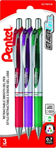Miniatura 14 de Pentel EnerGel XM BL77 - Bolígrafo retráctil de tinta de gel líquido, 0.028 in, 54% reciclado, color morado, caja de 12 unidades Púrpura
