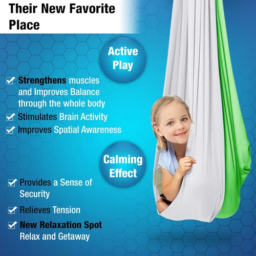 Miniatura 3 de MINGLEWOOD - Paquete de columpio sensorial – Percha giratoria de 360° – Juego completo para niños – Necesidades especiales: ansiedad, TDAH, autismo