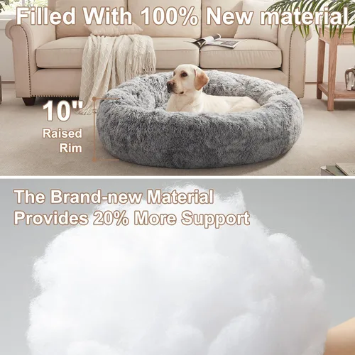 Miniatura 3 de Cama para Perros con Forma de Dona de 45 Pulgadas para Perros Extra Grandes, Cama Redonda Esponjosa Calmante Jumbo para Mascotas con Funda Removible