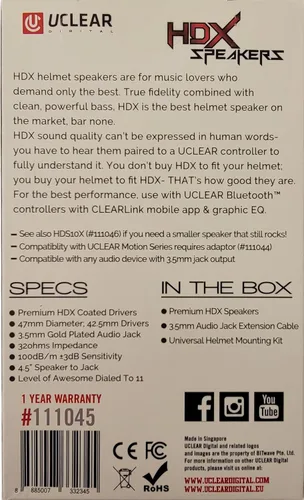 Miniatura 2 de UClear Digital HDX - Juego de altavoces para casco de 1.850 in de diámetro, conector de 0.138 in