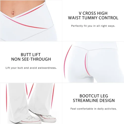 Miniatura 103 de HEGALY Pantalones de yoga acampanados para mujer, leggings cruzados, suaves, de cintura alta, pantalones casuales de entrenamiento con corte de bota